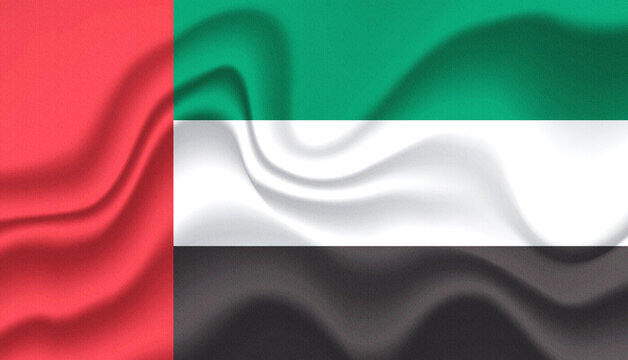 United Arab Emirates national flag in the wind illustration image	