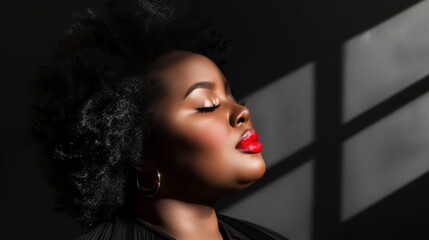 Elegant African American Woman in Dramatic Lighting Portrait