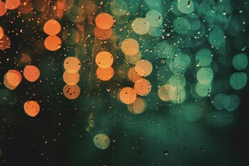 Sparse orange-yellow-green bokeh on a black background in a mysterious antique store.