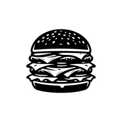 Silhouette of Satisfying Cheese Burger, Cheese Burger Vector Illustration