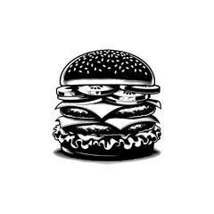 Cheeseburger Silhouette Design Element, Cheeseburger Vector Artwork