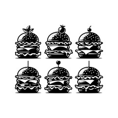 Silhouette of Irresistible Cheese Burger, Cheese Burger Vector Graphic