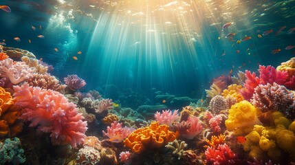 Fototapeta na wymiar Vibrant Coral Wonderland, generative ai