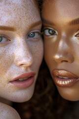 women with freckles on their faces showing natural beauty and perfect makeup