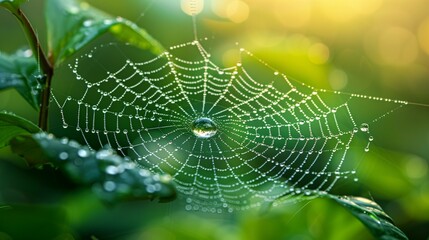 Glistening Morning Jewel Webs, generative ai