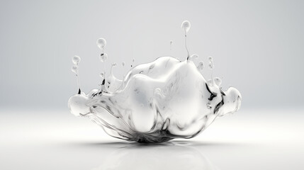 Minimalistic flow Liquid bubble, white plain background
