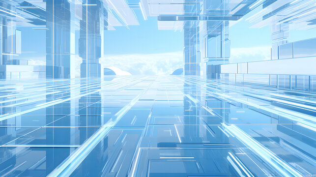 Digital technology blue future digital world abstract web page PPT background