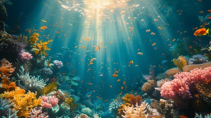 Fototapeta na wymiar Underwater Wonderland: Diversity of Marine Life, generative ai