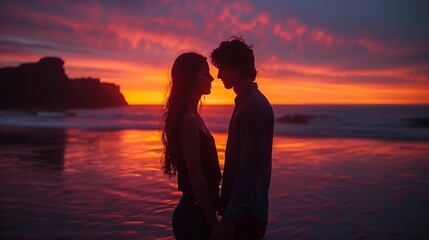 Fototapeta premium Silhouetted Love Story, generative ai