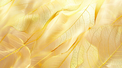 Luxurious elegant background abstraction. Stylized translucent yellow leaves with gold veins. - obrazy, fototapety, plakaty