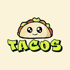 Tacos illustration with typography design