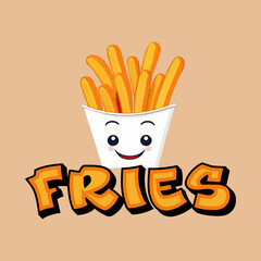 French Fies illustration design - fries design with typography
