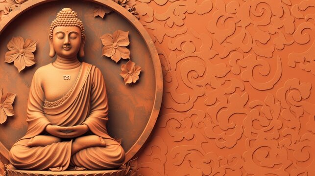 Buddha Statue Sitting in Front of Wall