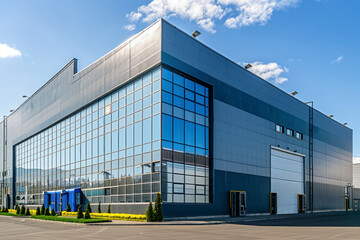 Fototapeta na wymiar Outdoor picture of large industrial and commercial cold-rolled steel buildings.