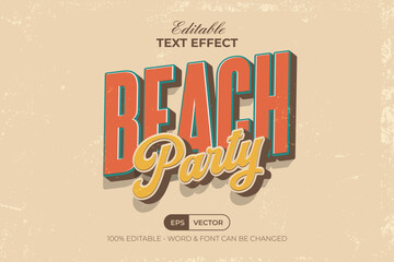 Beach Party Text Effect Vintage Style. Editable Text Effect.