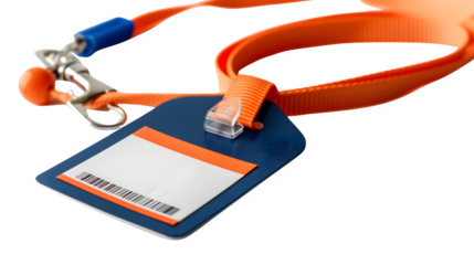 Employee Badge with Lanyard and Clip : Isolated on White, Transparent Background, PNG File, Hand Edited Generative AI