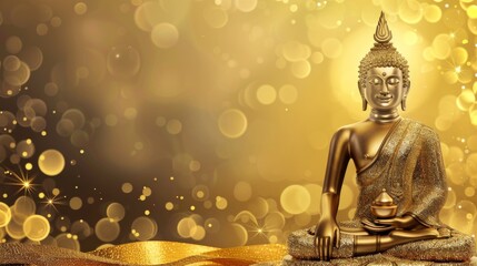 Golden Buddha Statue on Table
