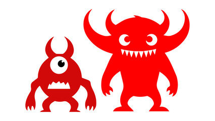 two monsters one confused one big vector illustration