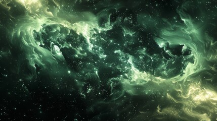 Fototapeta na wymiar Enchanting Green Nebula Starfield In Deep Space