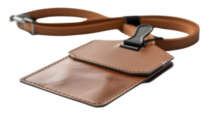 Employee Badge with Lanyard and Clip : Isolated on White, Transparent Background, PNG File, Hand Edited Generative AI