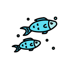fish cartoon icon, isolated background