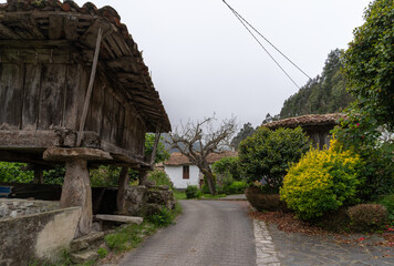 Asturian horreo (construction to preserve food) in the Town of Cuevas. Ribadesella. Asturias