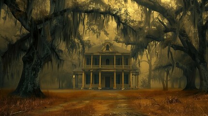 Mysterious Tales: Louisiana Plantation House, generative ai