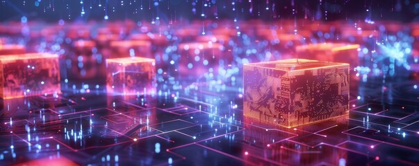 A blockchain mining farm powered by quantum technology - obrazy, fototapety, plakaty