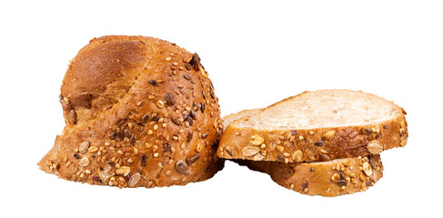 Healthy Bread with Sesame Seeds, Sliced, Transparent Background