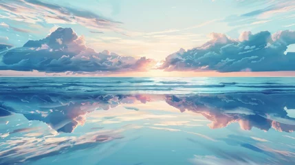 Foto op Canvas Abstract double exposure of ocean waves and a serene sky, creating a tranquil and surreal seascape that evokes peace and vastness © ItziesDesign