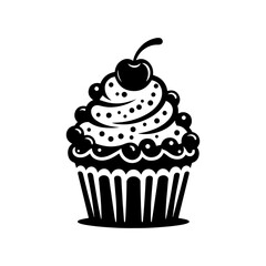 Bold Cupcake Silhouette Design, Cupcake Vector Illustration
