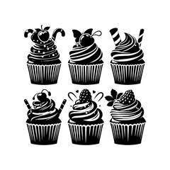 Cupcake Silhouette for Graphic Designers, Cupcake Illustration Design
