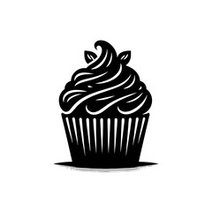 Silhouette of Decadent Cupcake, Cupcake Vector Graphic
