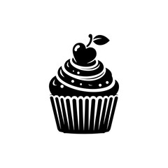 Silhouette of Sweet Cupcake, Cupcake Illustration Design
