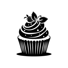 Rich Cupcake Silhouette, Cupcake Illustration Art

