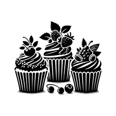 Cupcake Silhouette: Irresistible Treat in Shadow, Cupcake Vector Graphic
