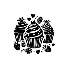 Iconic Cupcake Silhouette for Graphic Design Projects, Cupcake Vector Clipart
