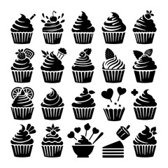 Silhouette of Decadent Cupcake, Cupcake Illustration Design
