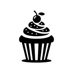 Cupcake Silhouette Clipart, Cupcake Vector Design
