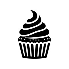 Cupcake Silhouette Isolated on White Background, Vector Cupcake Illustration
