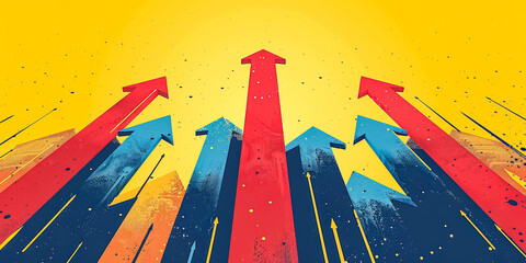 illustration of an upward pointing arrows, symbolizing business development, growth, and success