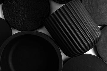 black plaster texture, wallpaper, close-up