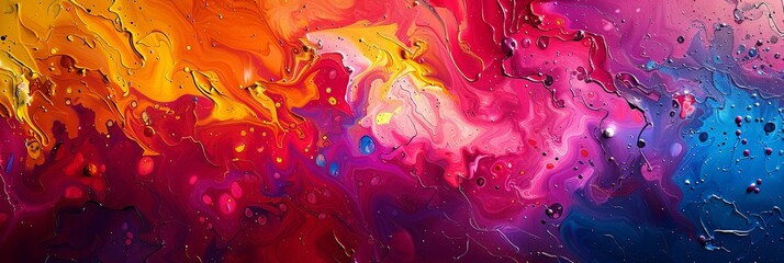 Panoramic fluid art with a vibrant spectrum - obrazy, fototapety, plakaty