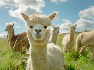 Obraz premium Portrait of cute alpaca lama