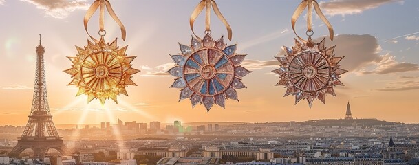 Olympic Medals Over Paris Skyline