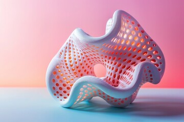 Pastel-toned 3D shapes for educational content and creative design references, 3D printed object in unusual, impossible shapes., background with copy space