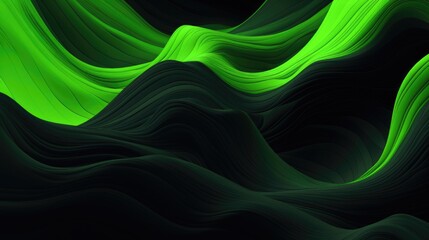 Vibrant Green Abstract Waves Digital Wallpaper