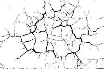 Fractured Facade: A Detailed Black and White Image of Cracked Plaster