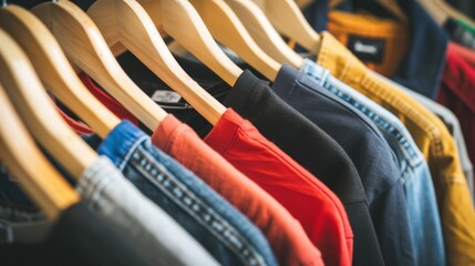 Fototapeta premium A rack of clothes with a variety of colors and styles