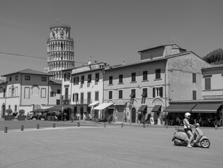 pisa, tuscany italy city black and white photo